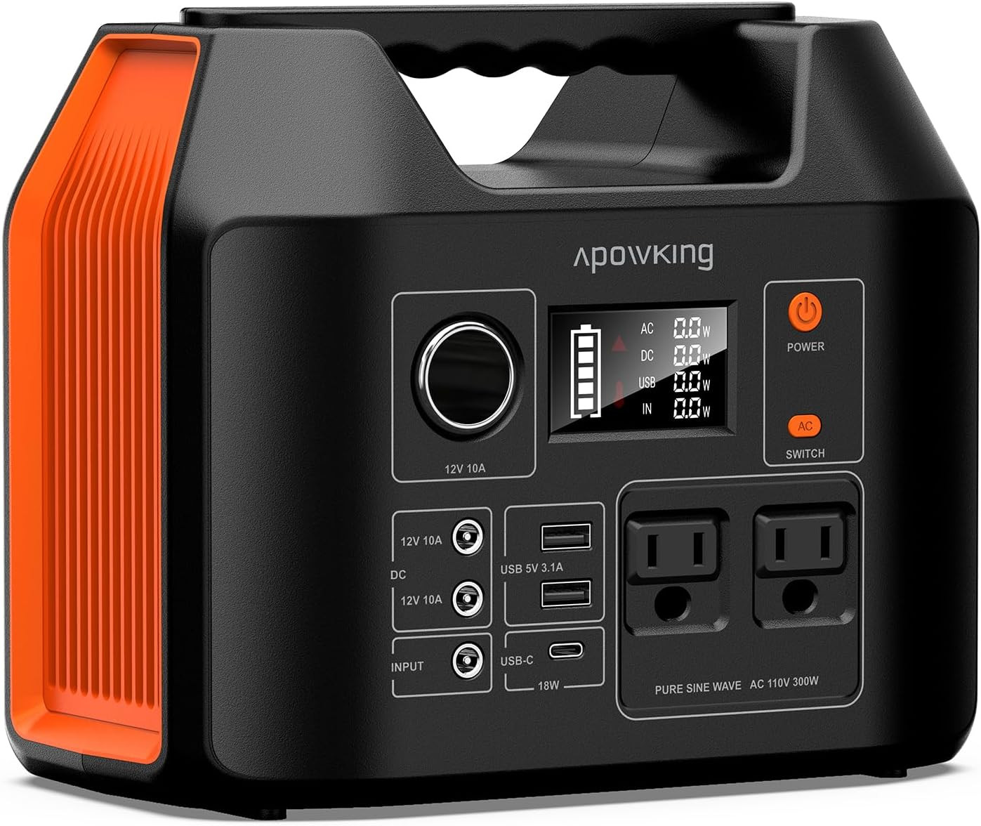 Apowking Portable Power Station 300W Rated(600W Peak), 256Wh Lifepo4 Battery, So