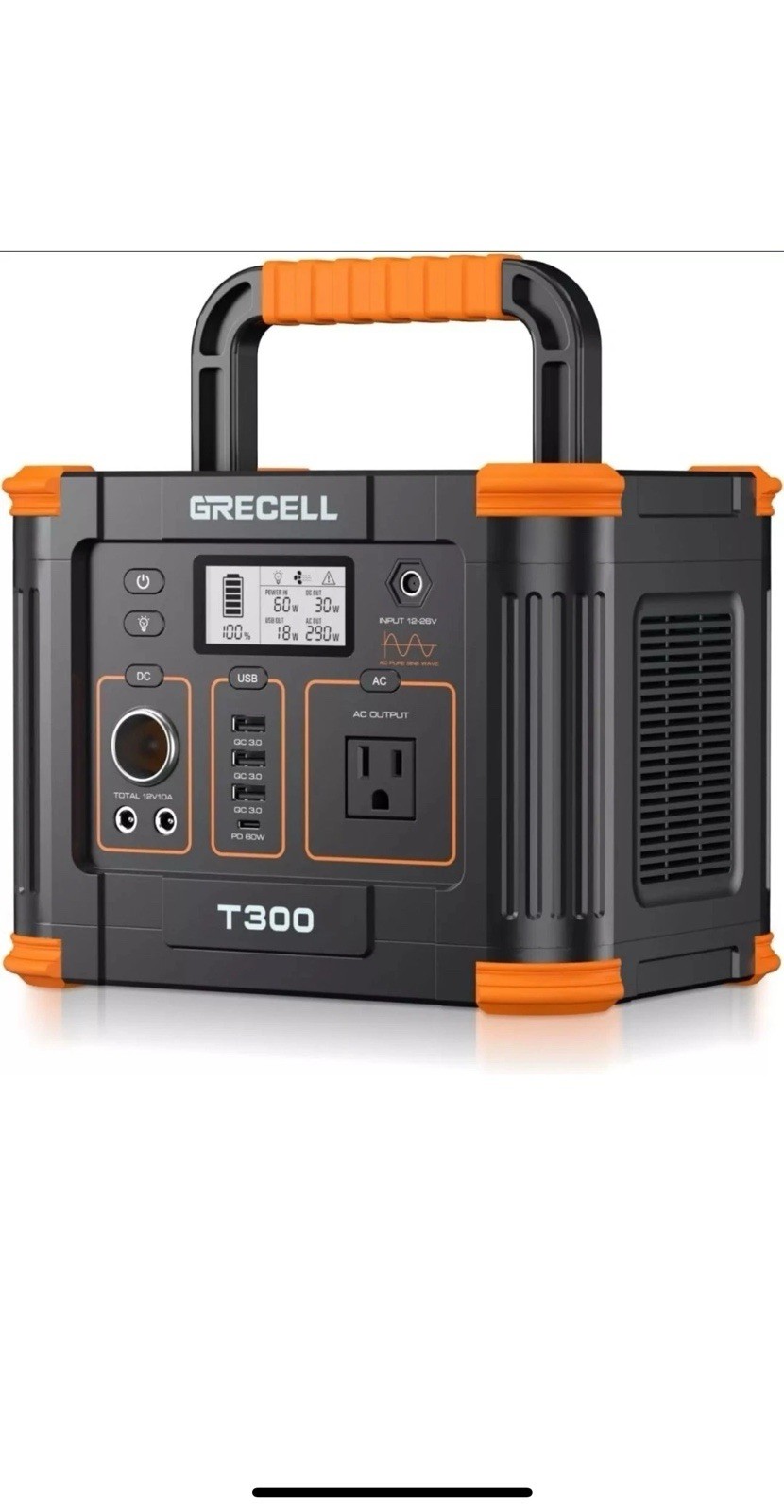 GRECELL 300W Portable Power Station 288Wh Solar Generator Backup Battery Camping
