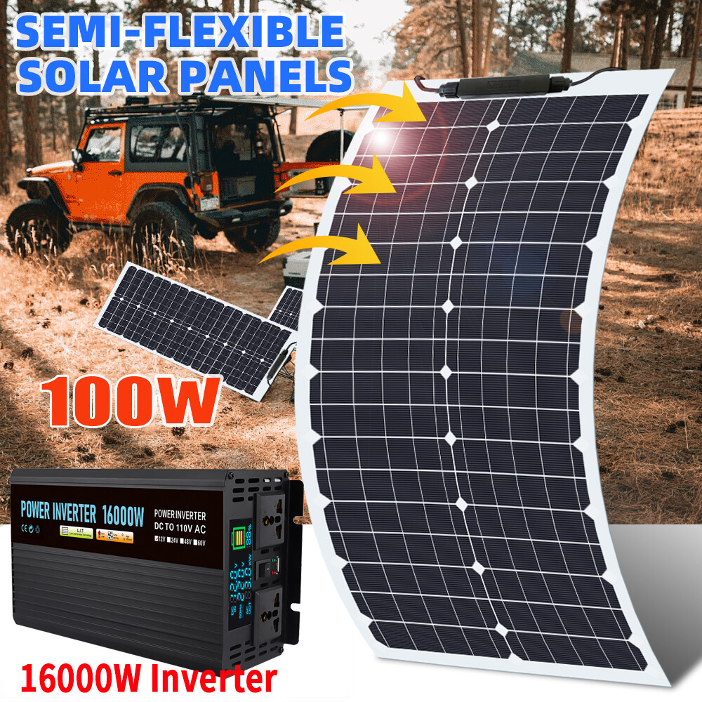 16000W 6000W Inverter Solar Panel Kit Power Generator 100A Home 110V Grid System