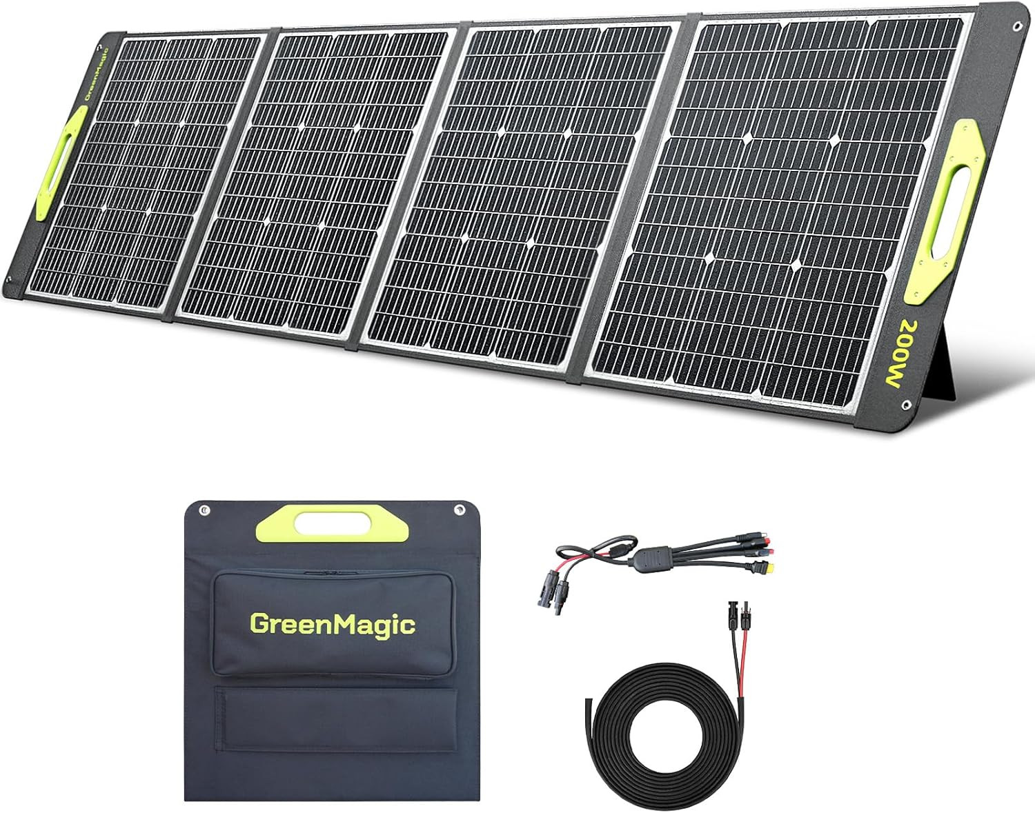 200W Portable Solar Panel, Greenmagic 200W Foldable Solar Panel Lightweight with