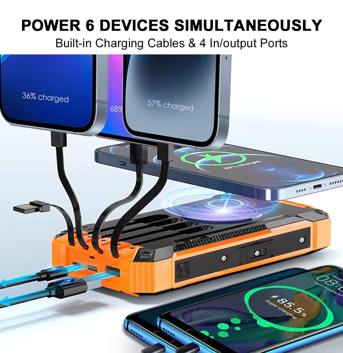 Outdoor Mobile Power Supply Waterproof Solar Power Bank PD22.5W10000mAh Wireless