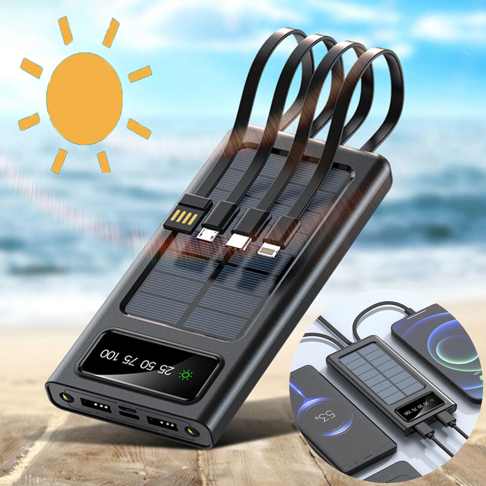 10000000mAh 4-USB Portable Charger Solar Power Bank Backup For Cell Phone 2025
