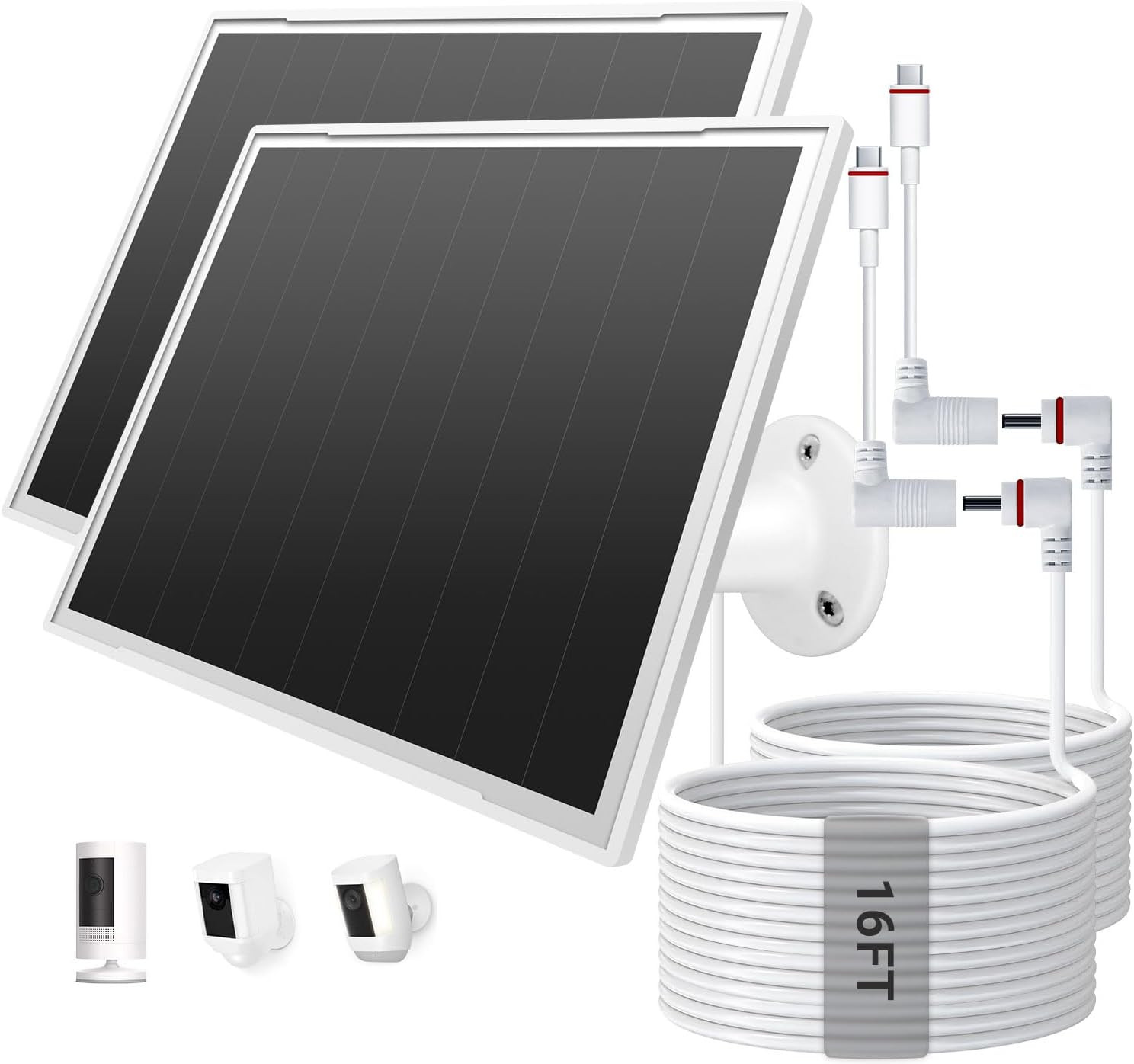 2-Pack Solar Panel Charger for Ring Camera, 8W High-Efficiency – Compatible with