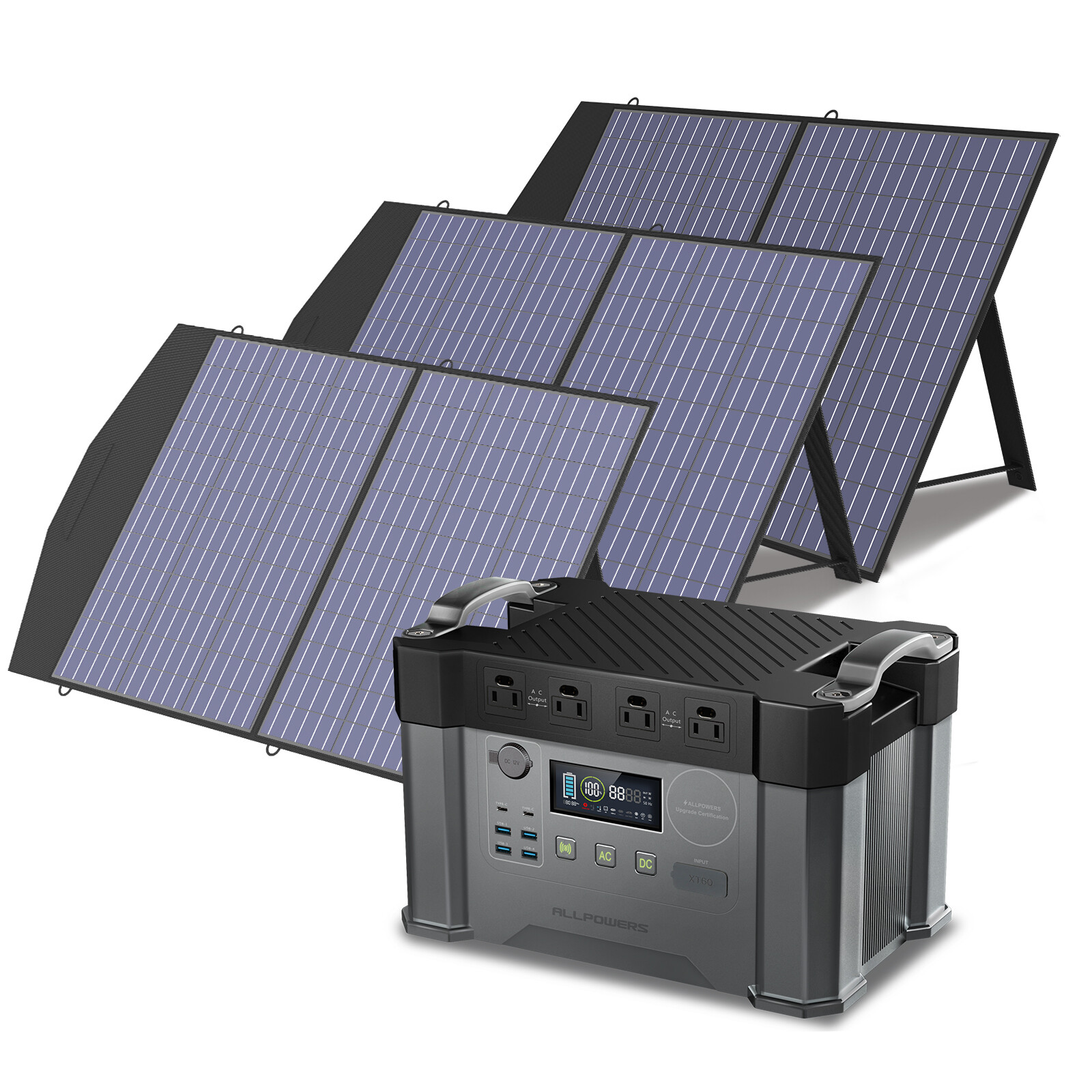 ALLPOWERS 2400W Portable Power Station MPPT  +3X 100W Solar Panel for  Outdoor