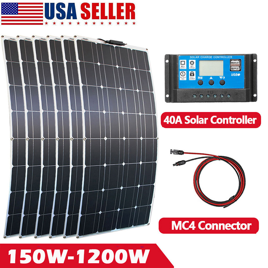 150W-1200W Solar Panel Kit 40A 12V Battery Charger with Controller Caravan Boat