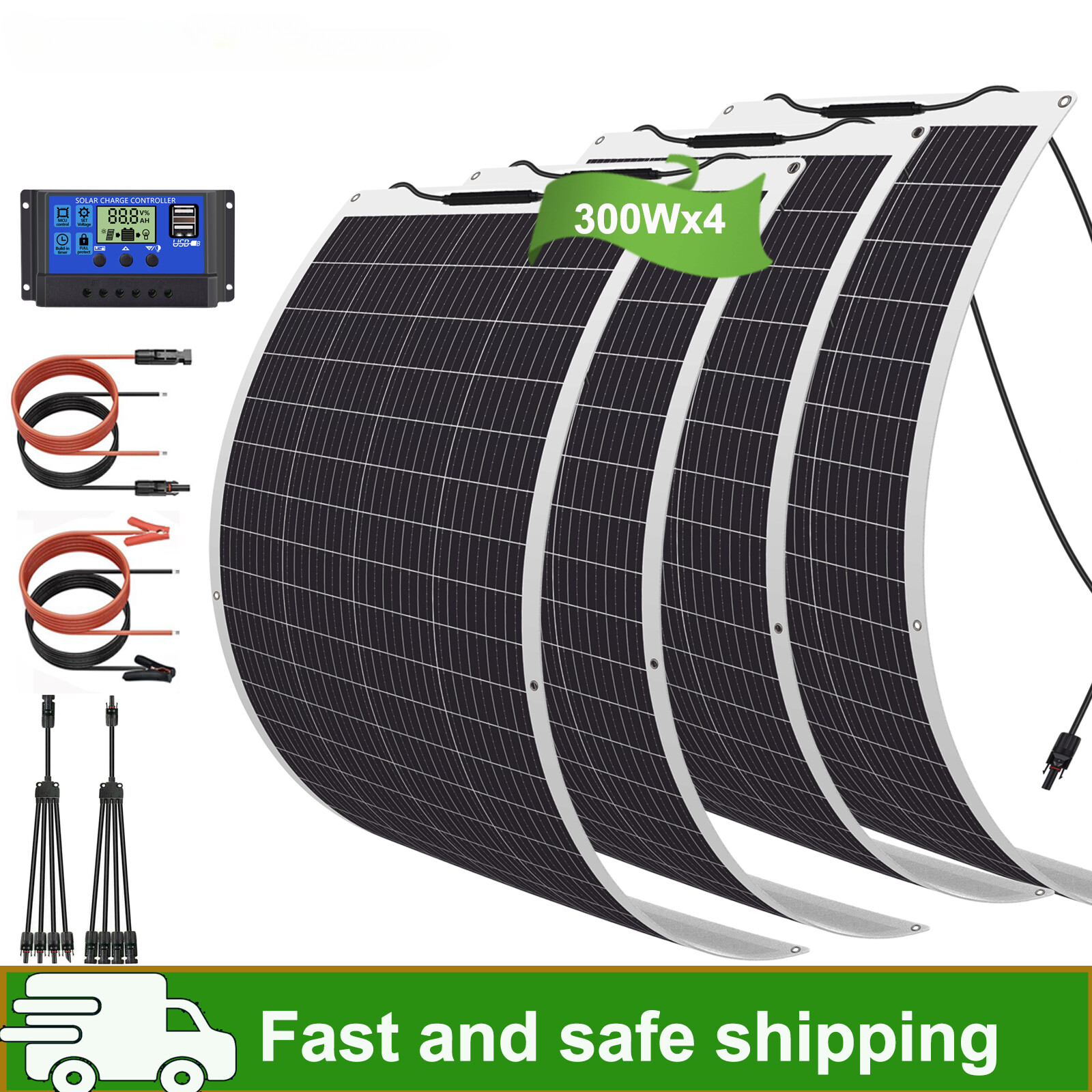 Flexible Solar Panel 12V Portable Power Mono Camping Home RV Battery Charge