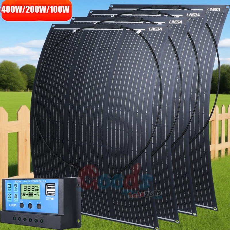 400W 200W Flexible Solar Panel Mono 18V Portable for Camping Home RV Boat Marine