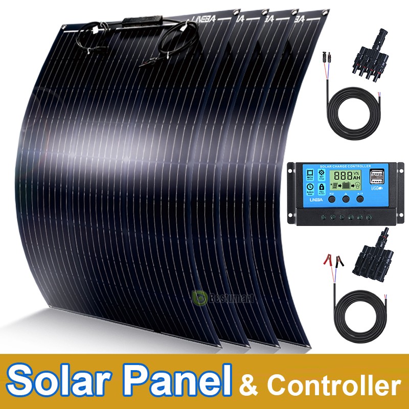 400W 200W Ultra Thin Flexible Mono Solar Panel Kit RV Camping Off-Grid Rooftop