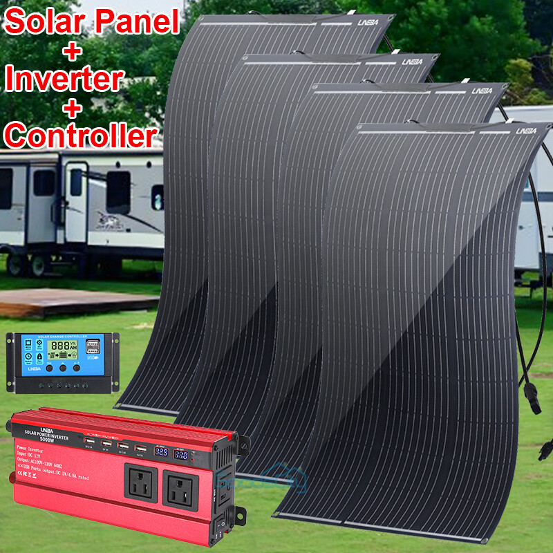 200w 400w Mono Flexible Solar Panel Kit Home Camper RV Battery Charge Higher