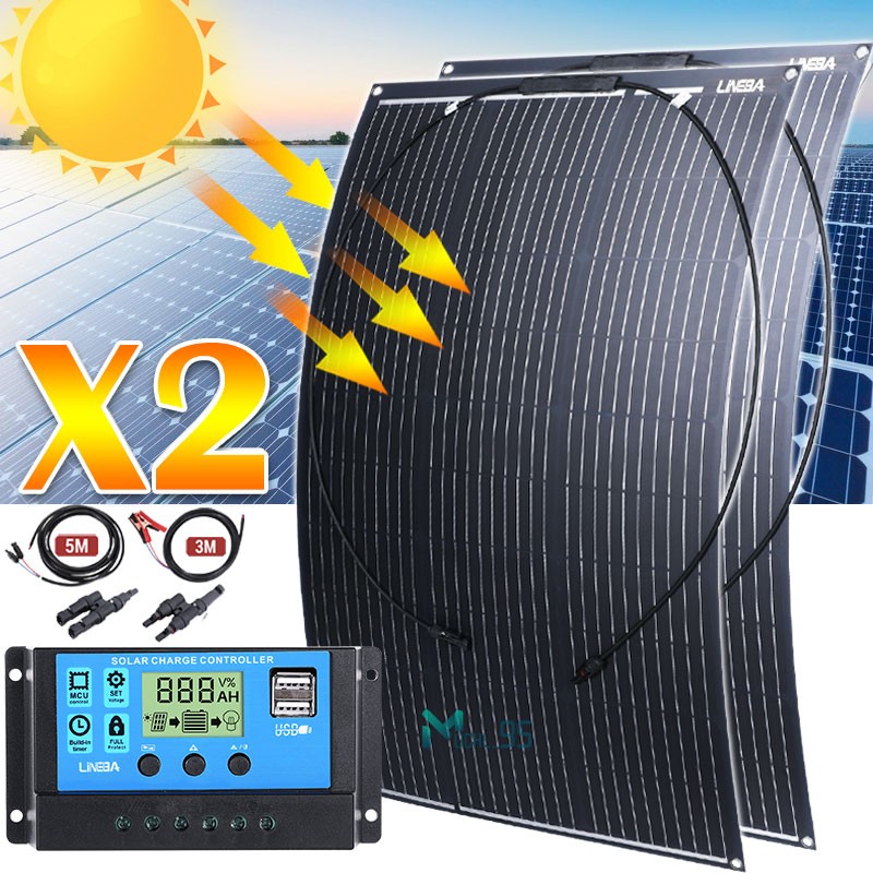 200W Watts Solar Panel Kit 30A 12V Battery Charger with Controller Caravan Boat