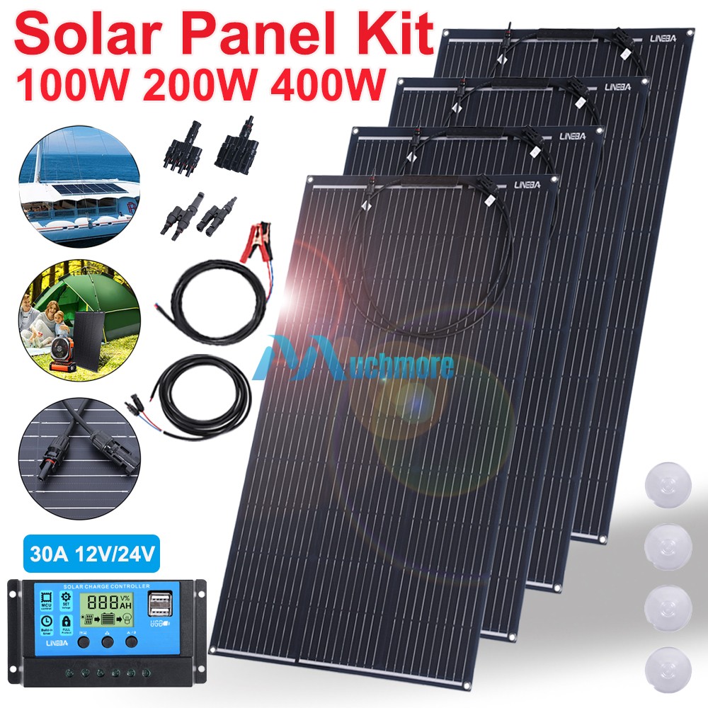 200W 400W Mono Solar Panel 18V RV Home Off-Grid Caravan PV Boat Battery Charge