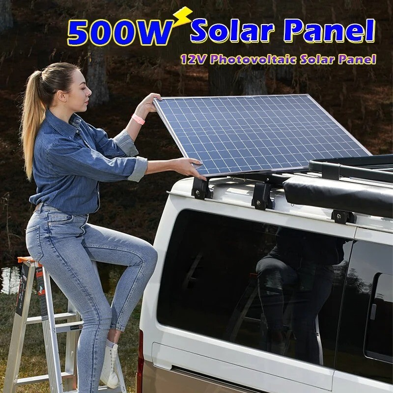 1000W 12V Photovoltaic Solar Panel Power Bank Kits 20W/H 100A Controller Camping
