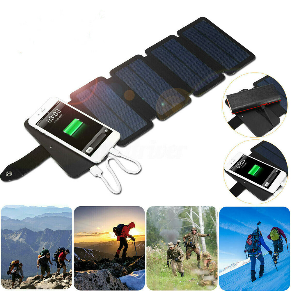 BEST  Portable Solar Power Bank Mobile Phone Charger Panel Waterproof Camping