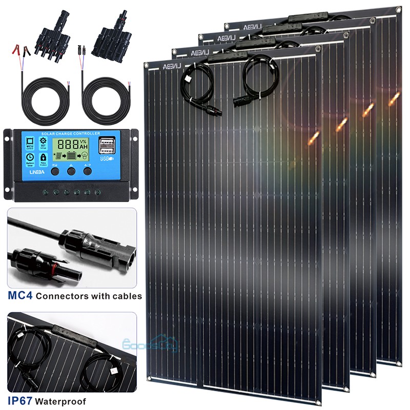 200W 400W Watt Mono Solar Panel Starter Kit 12V w/ 30A Solar Charge Controller