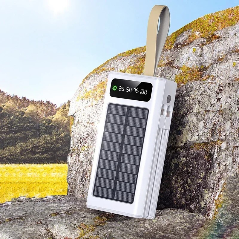 80000mAh Power Bank with Built-in Cables LED Digital Display &Camping Flashlight