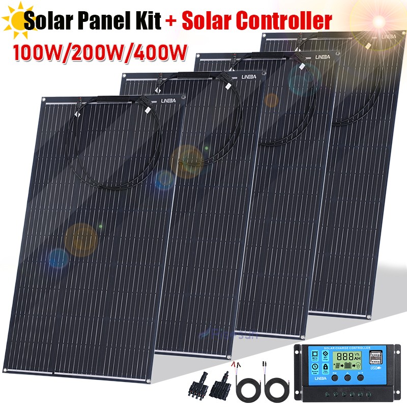200W 400W 12V Mono Solar Panel Kit HighEfficiency PV for Sunshed Home Rooftop