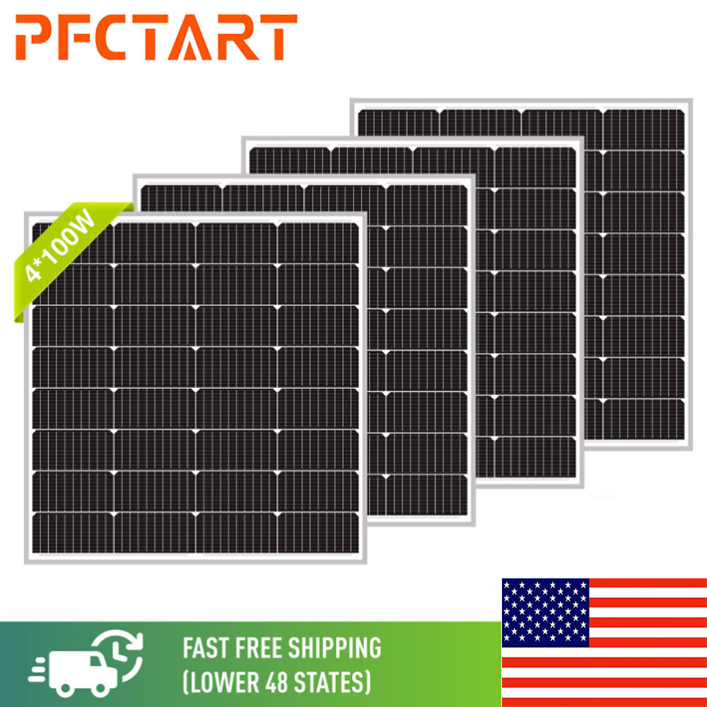 PFCTART 12V Solar Panel 100W 200W 400W  Mono Off-Grid Charge for RV Marine Home