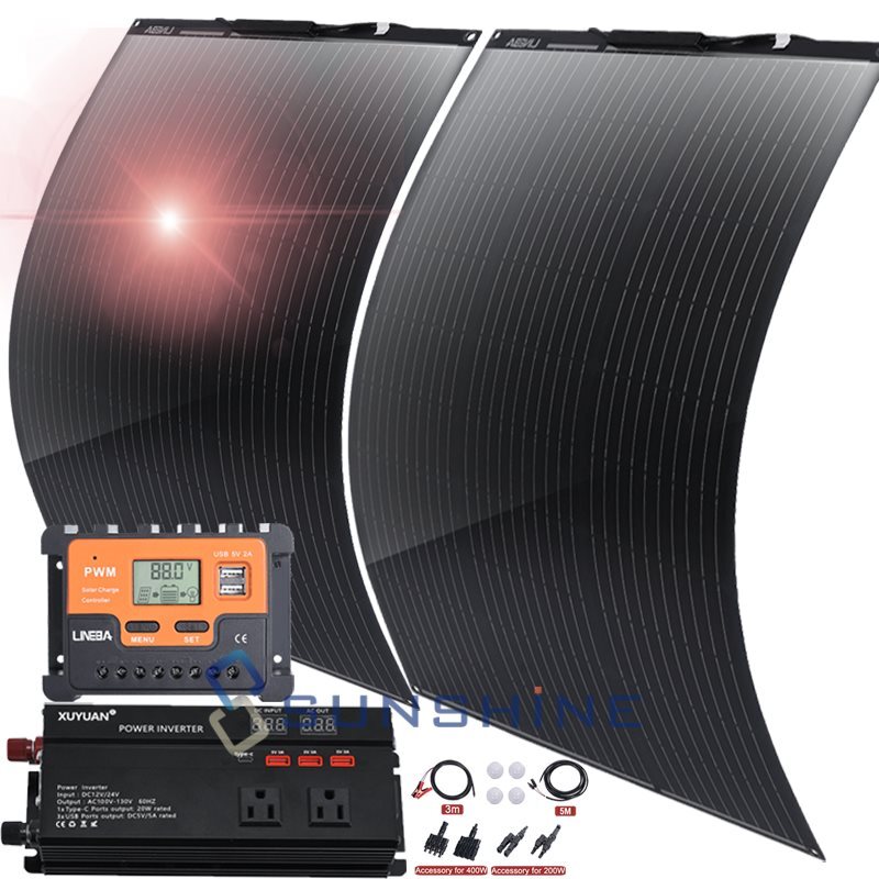 400W Complete Solar Panel Kit Solar Power Generator 30A Home 12/24V Grid System