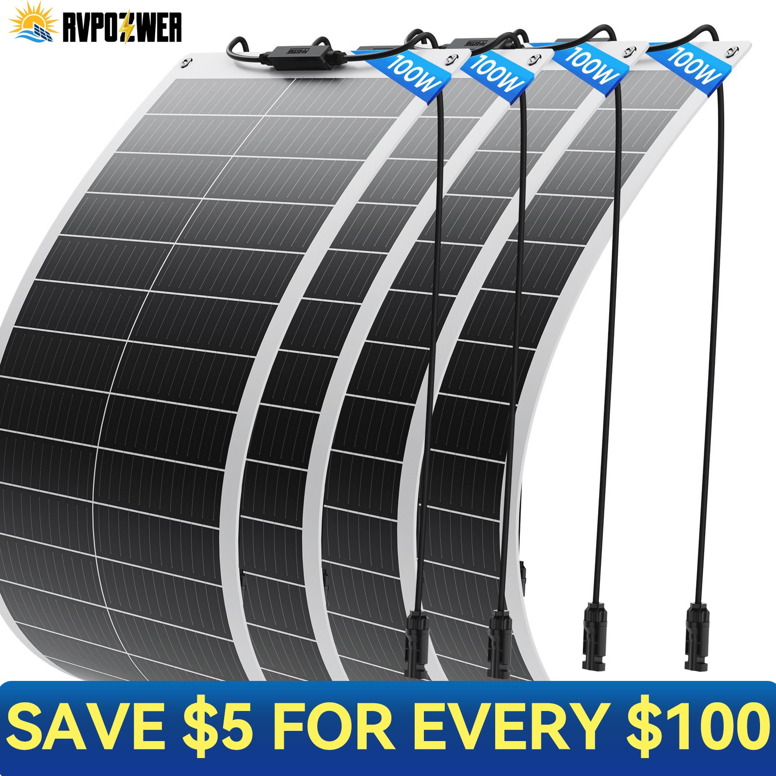 130W 520W Watt Flexible Mono Solar Panel 12V Volt Car Boat Home Camping Rooftop