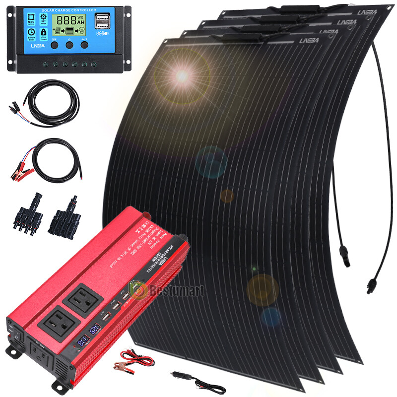 100W 200W 400W Monocrystalline flexible Solar Panel Kit for RV/Camper/Boat/Home