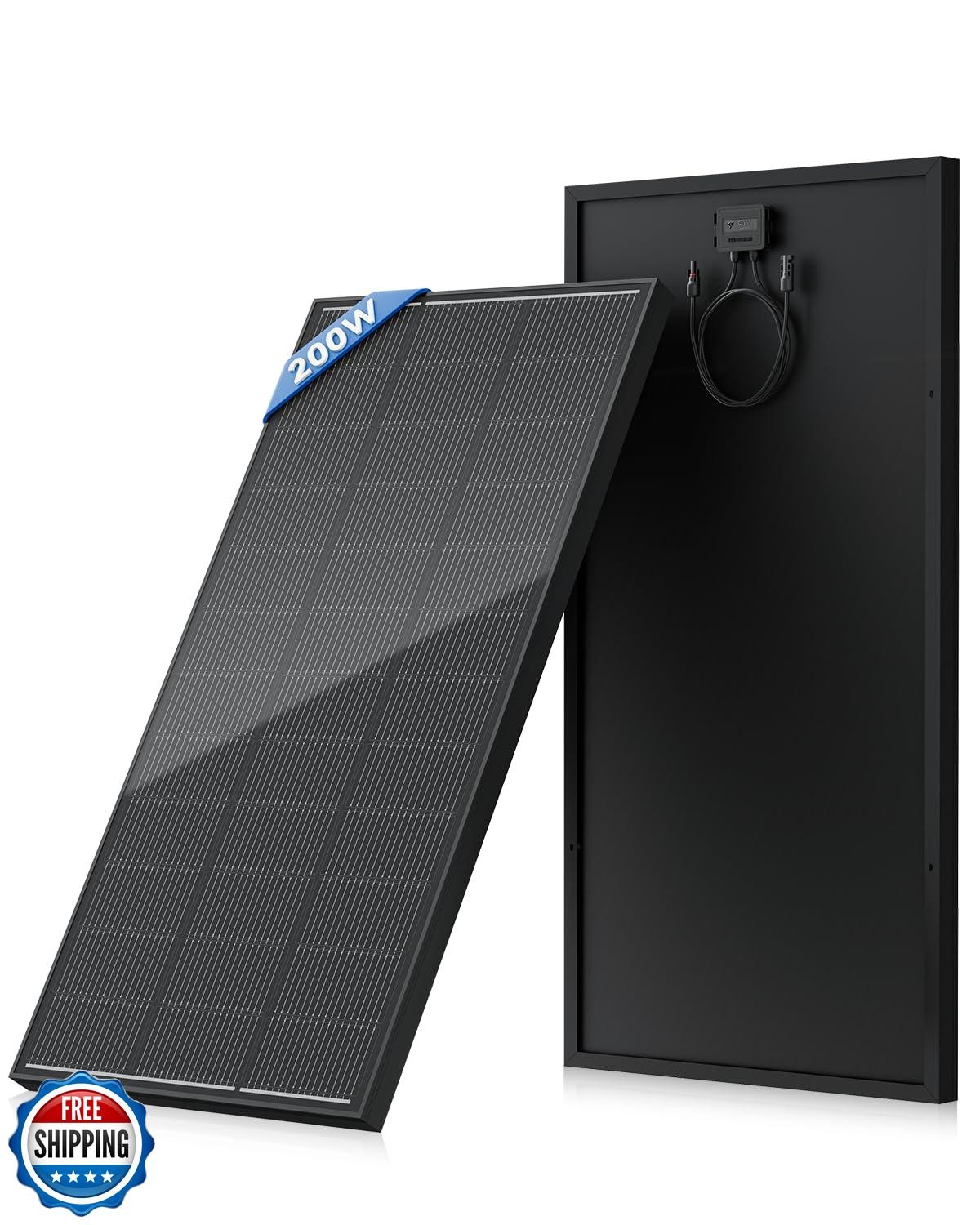 Rvpozwer 200 Watt Solar Panel 18BB, 25% High Efficiency, N-Type 12V 200W Sola