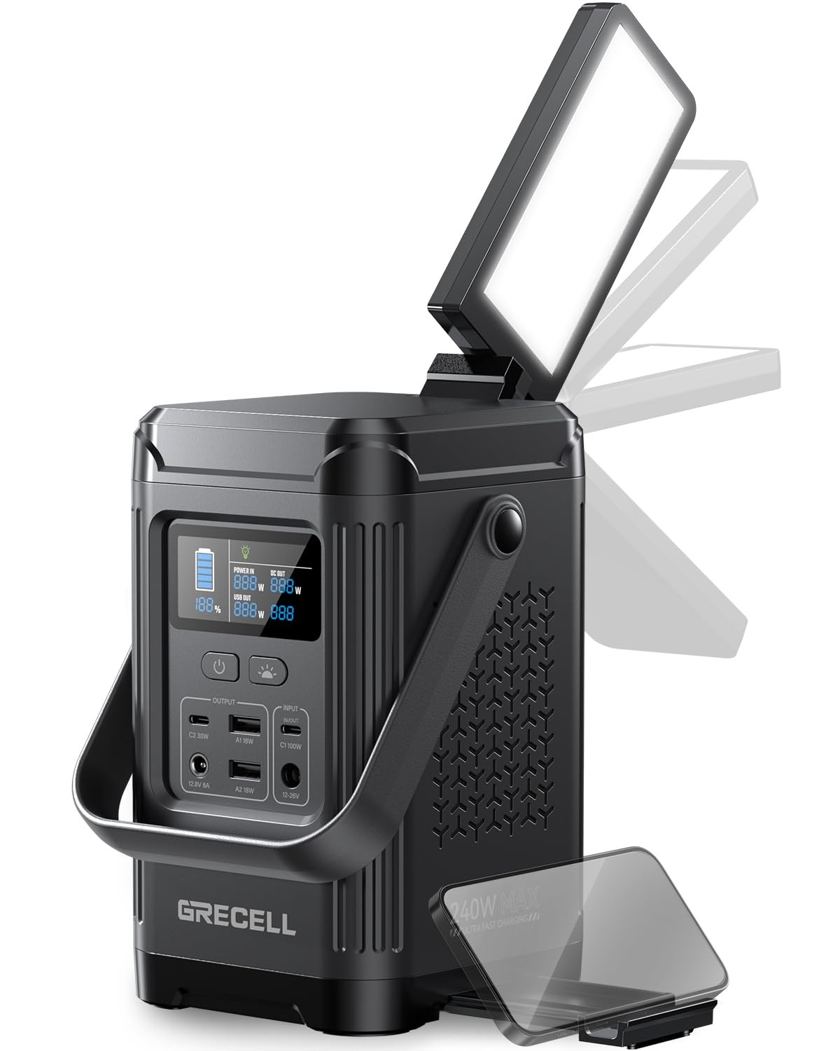 240W Portable Power Station 153.6WH Solar Generator, LiFePO4 Battery Dual Way…