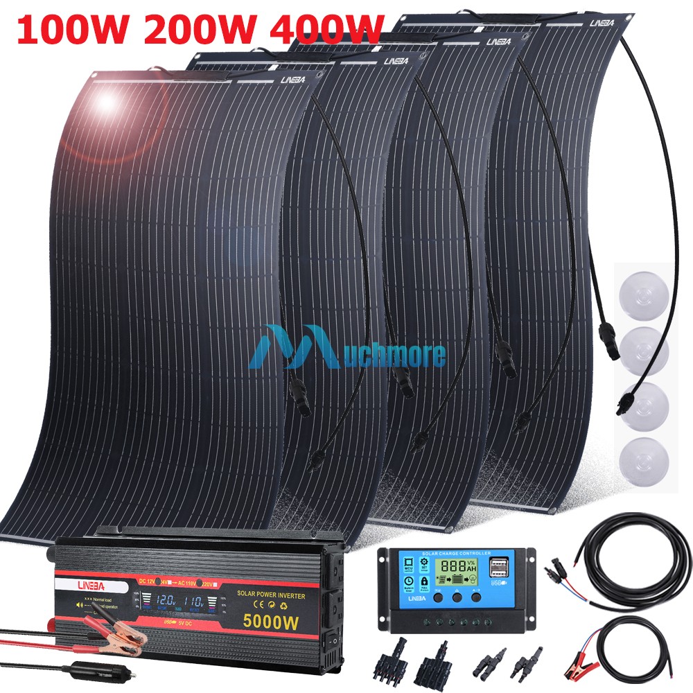 200w 400w Mono Solar Panel Kit with 5000W Power Inverter for RV/Car battery/Home