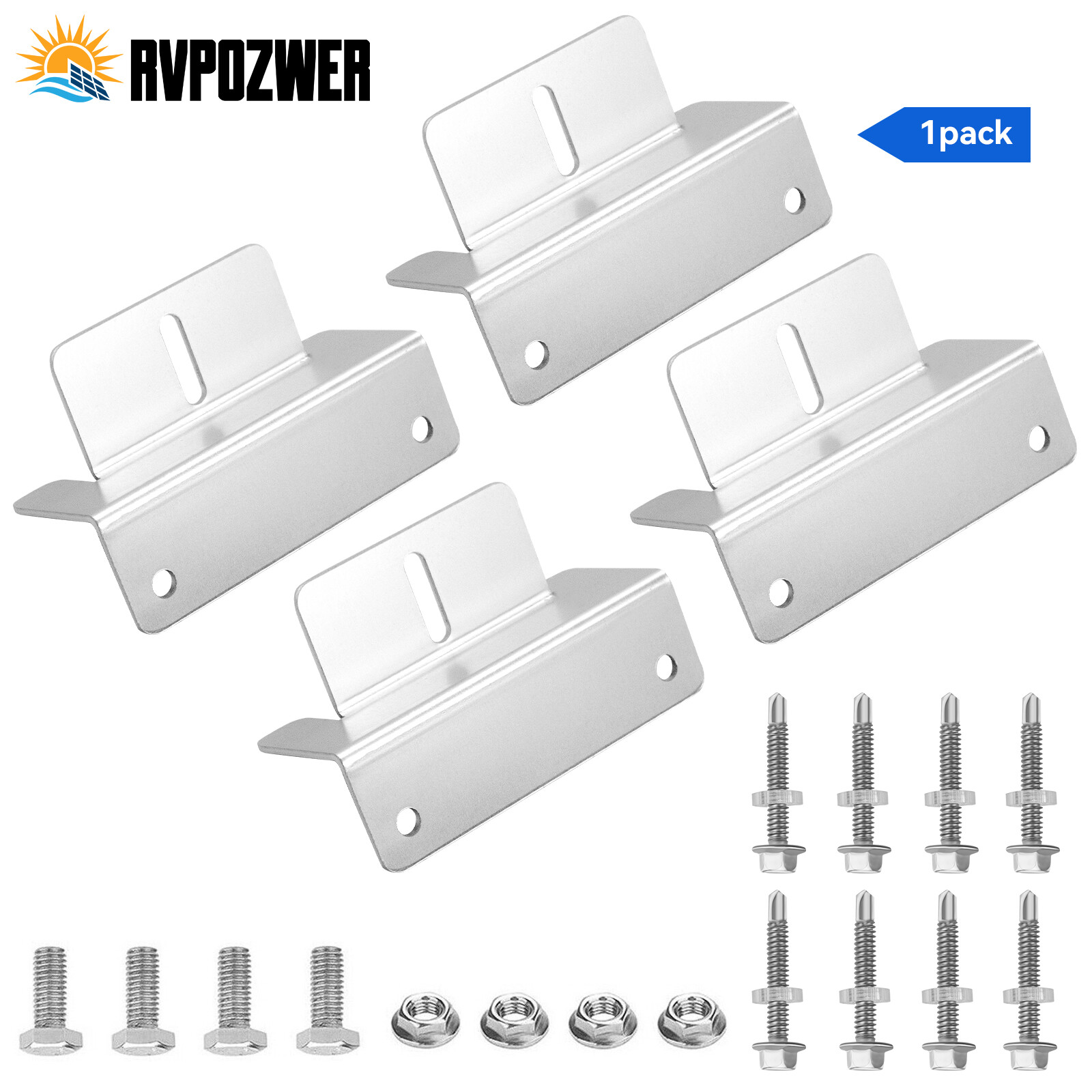 4/8/12/16PCS  Solar Panel Z Bracket Mounting Mounts Set Aluminum RV Boat Roof