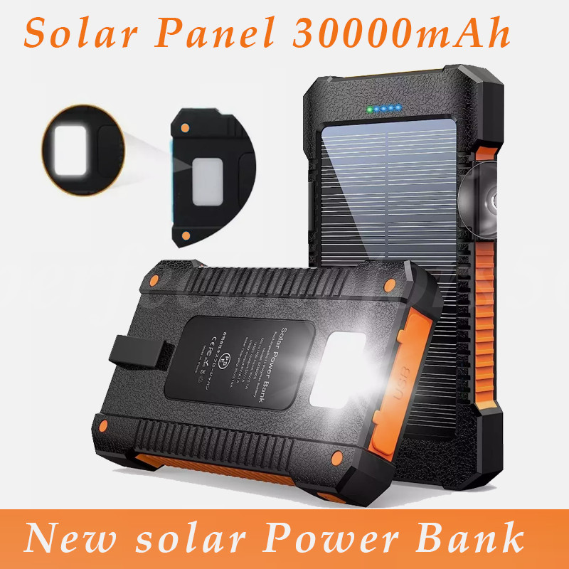 NEW Super 30000mAh USB Portable Charger Solar Power Bank for Cell Phone w/ light