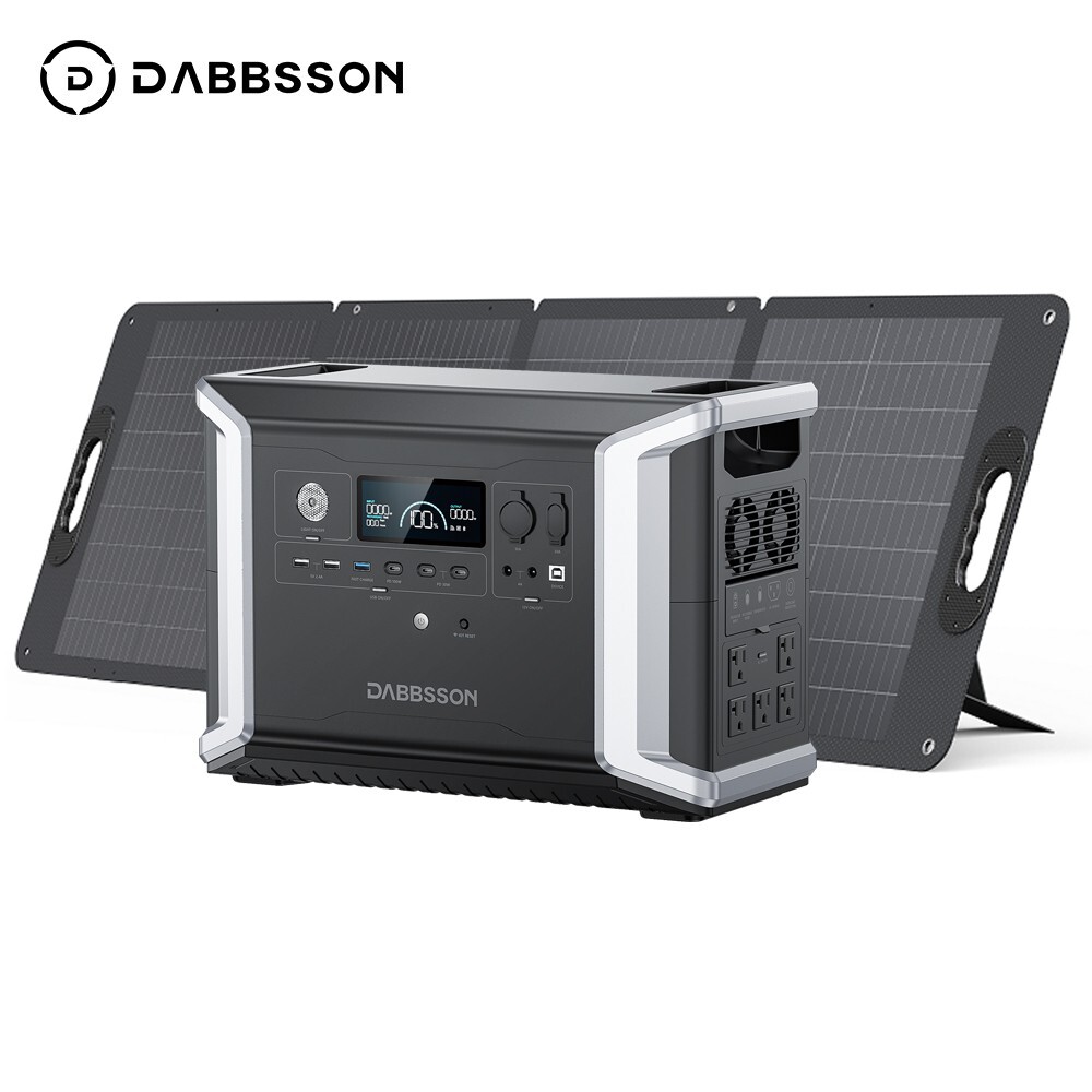 Dabbsson Portable Power Station 2330Wh 2200W Solar Generator + 120W Solar Panel