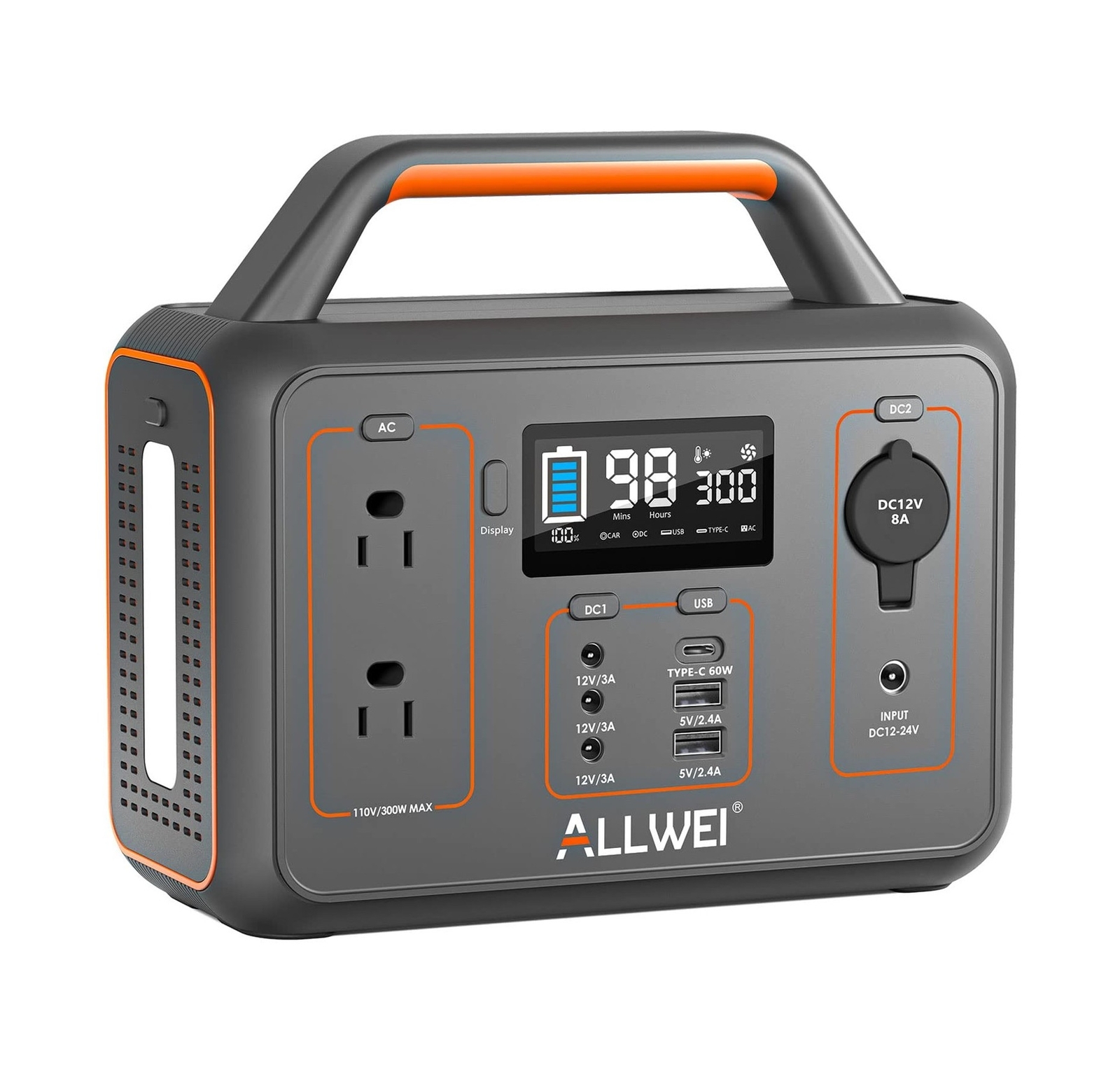 ALLWEI Portable Power Station 300W(Surge 600W), 280Wh Solar Generator with 12…