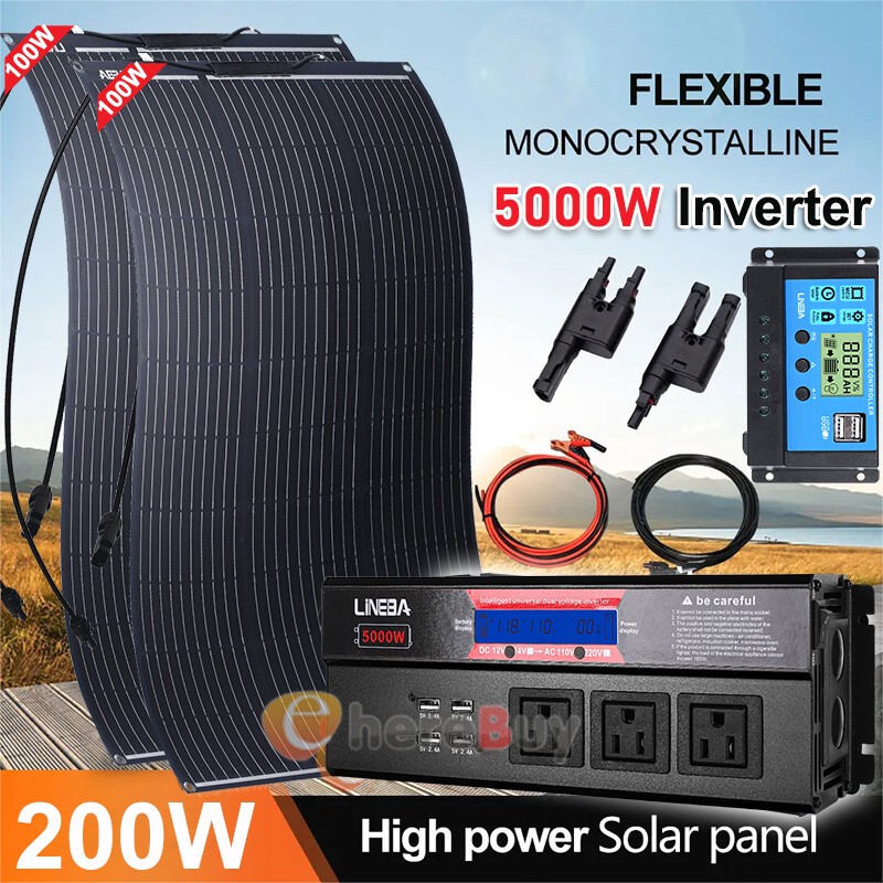 5000W Inverter Solar Panel Kit Solar Power Generator 30A Home 110V Grid System