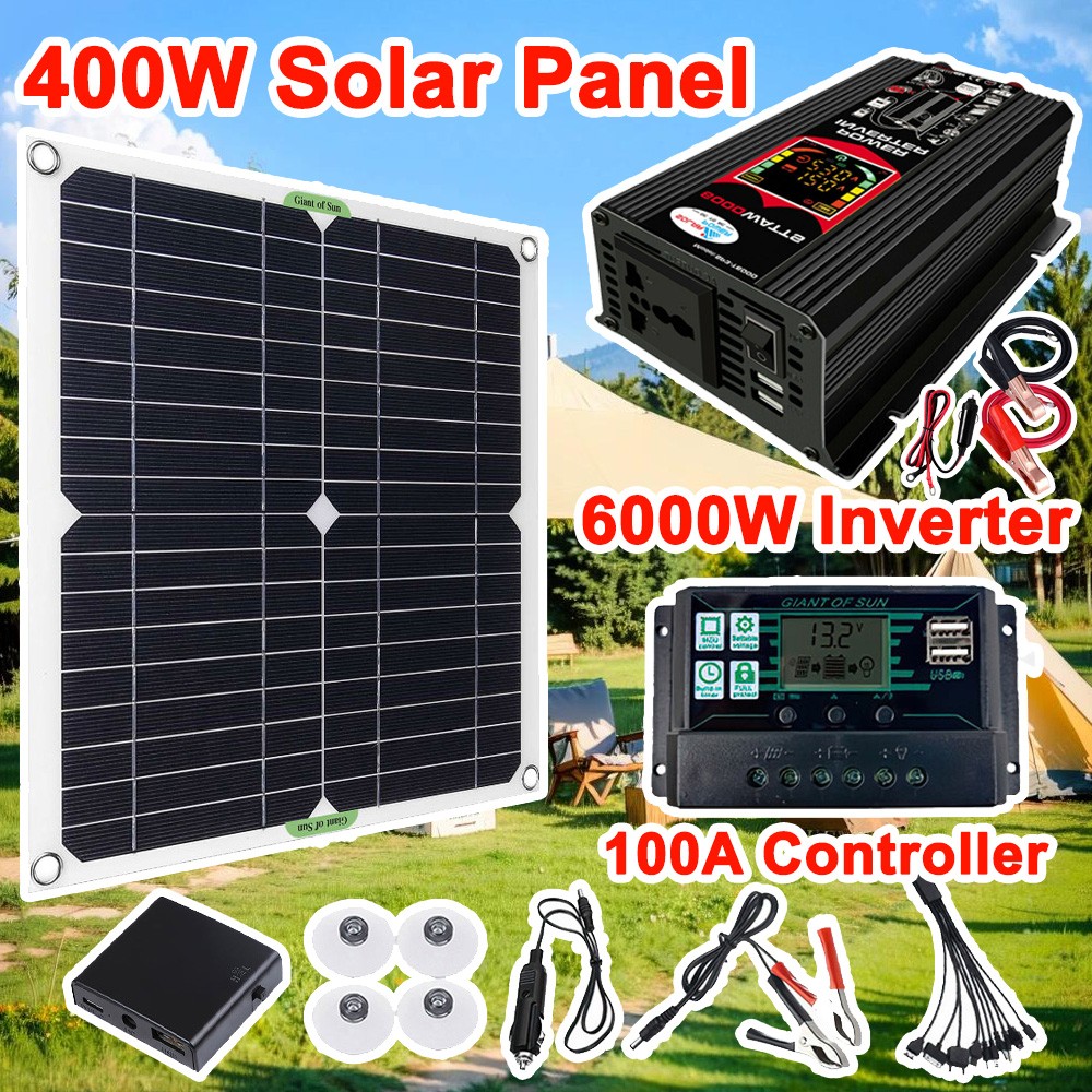 Complete Solar Panel Kit Solar 6000W Power Generator 100A Home 110V Grid System