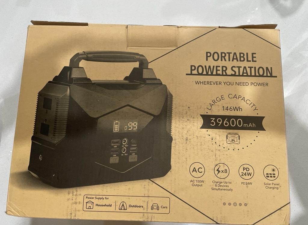 Portable Power Station 150W 146Wh Camping Solar Generator Lithium Battery Bank.