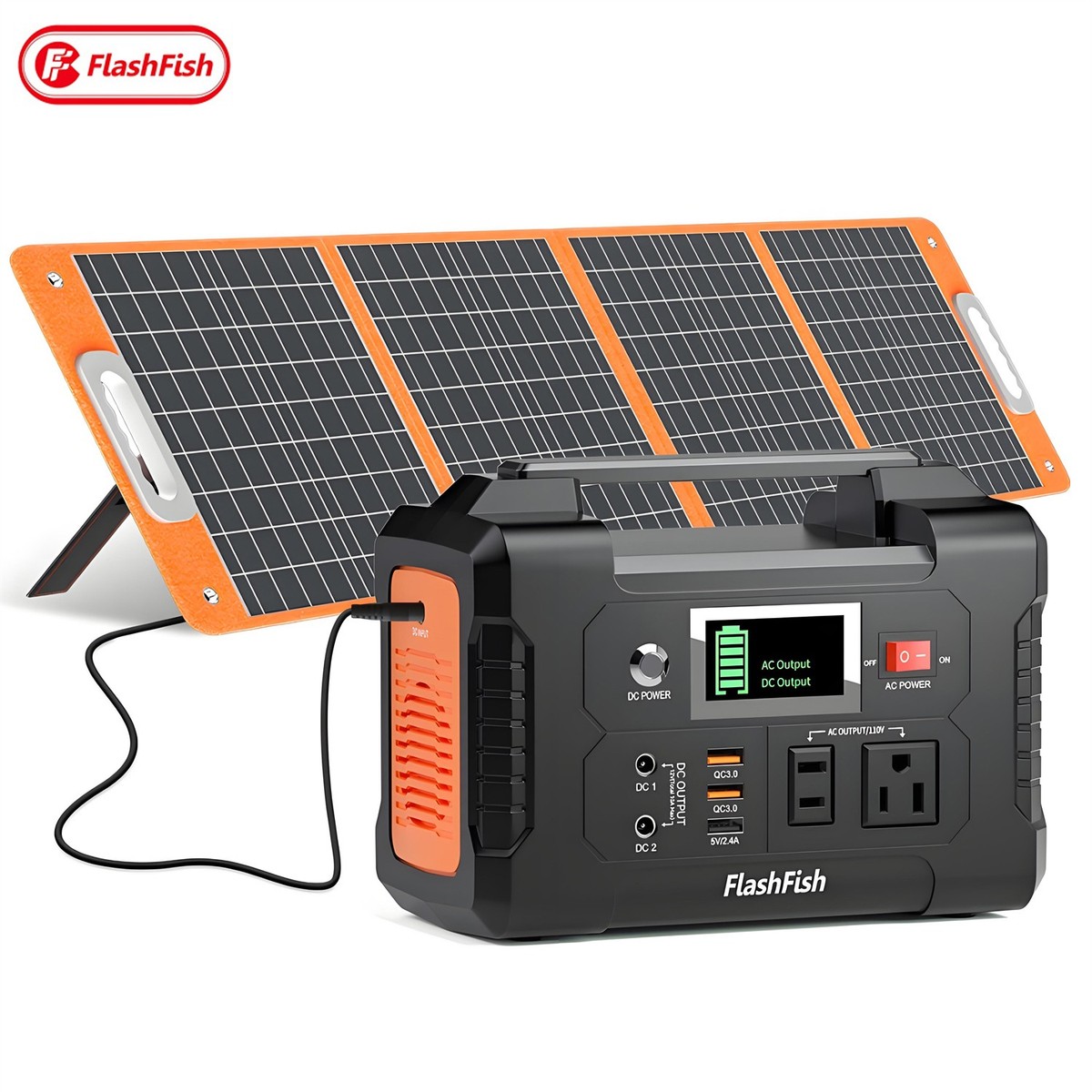FlashFish 200W 151Wh/40800mA Portable Power Station with 100W/18V Solar Panel