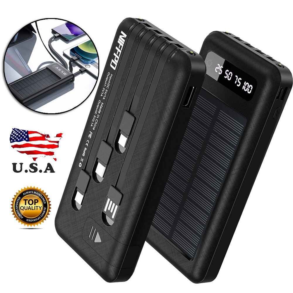 Super 40000000mAh 4-USB Portable Charger Solar Power Bank for iPhone 14/13/12