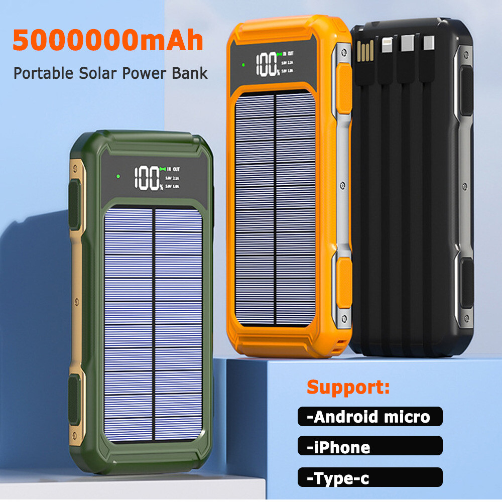 Solar Power Bank Portable 20000mAh External Battery Charger USB For Cell Phone