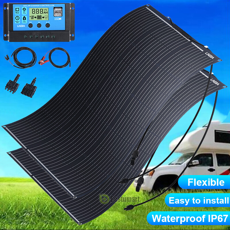200W 400W Mono Flexible Solar Panel Kit Power Charge Camping RV Battery Higher