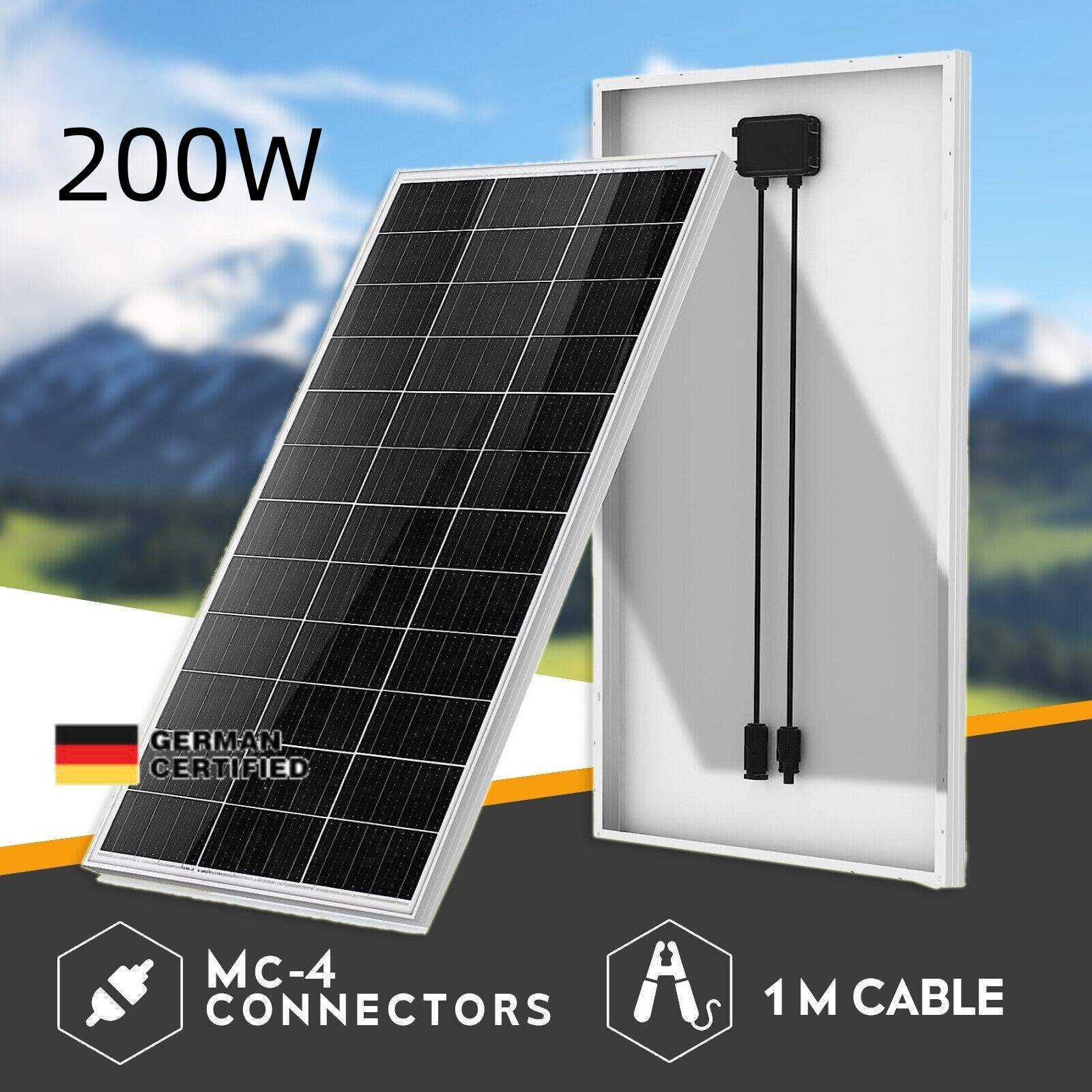 200 Watt 12V Mono Solar Panel Kit Charging Off-Grid battery power RV Home boat