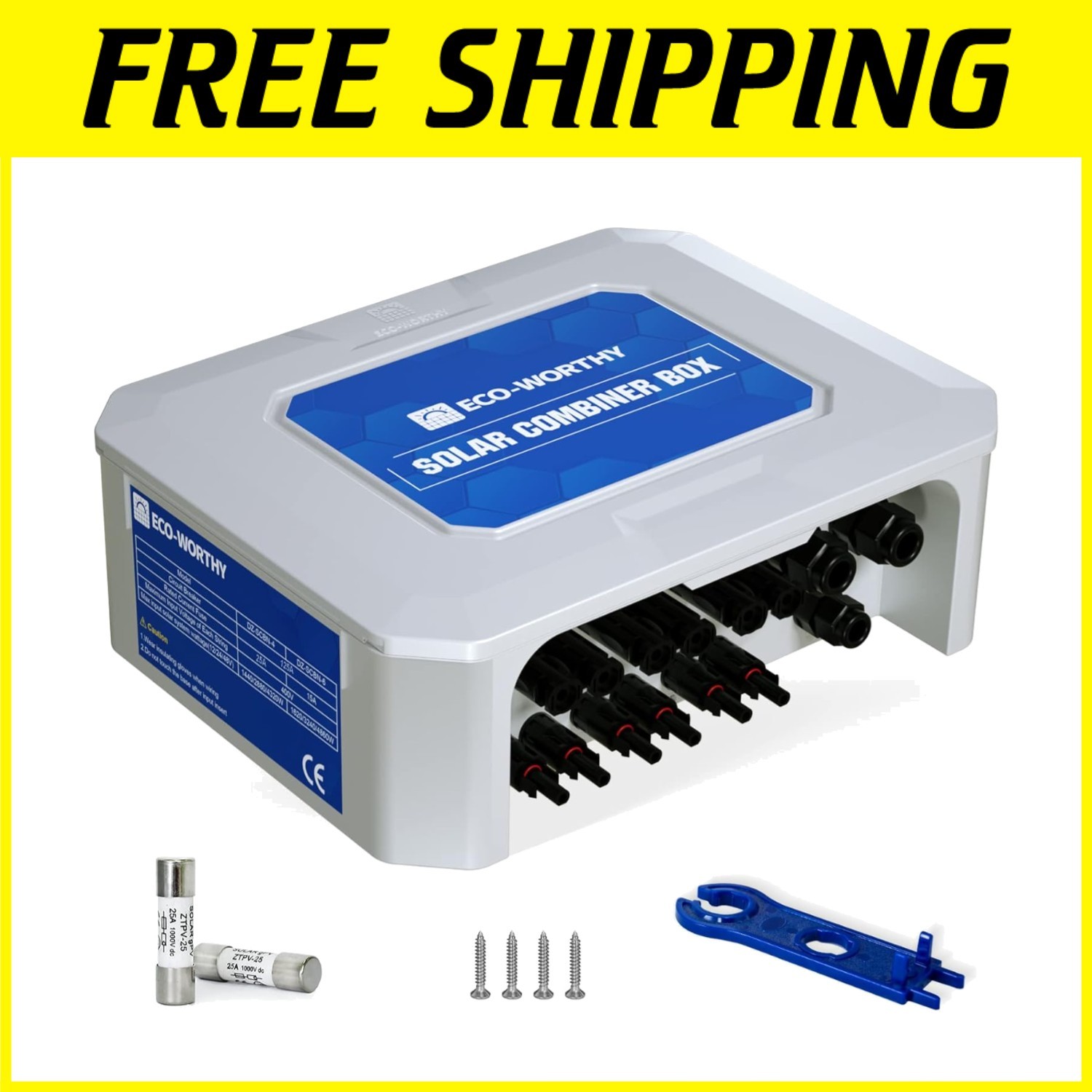 High-Performance Solar Combiner Box with 25A Fuse & 125A Breakers – Easy Install