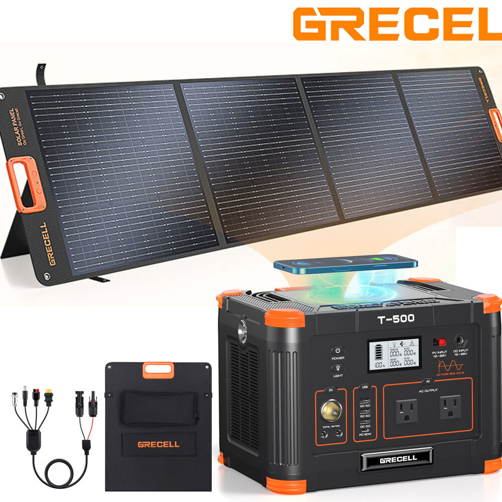 GRECELL Portable Power Station Solar Generator /200W Solar Panel Outdoor Camping