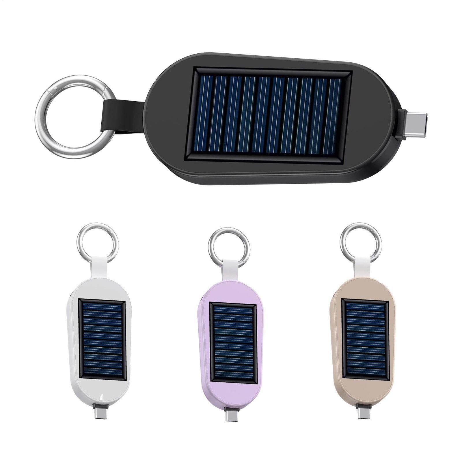 Portable Solar Power Bank Solar Powered Keychain Power Bank Type C