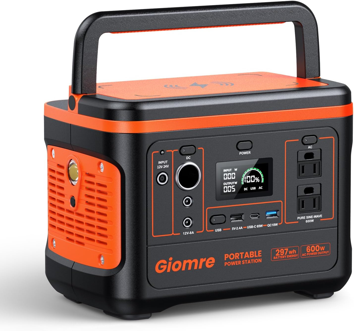 Portable Power Station, 297Wh Backup Lithium Battery Generator with 600W AC Outp