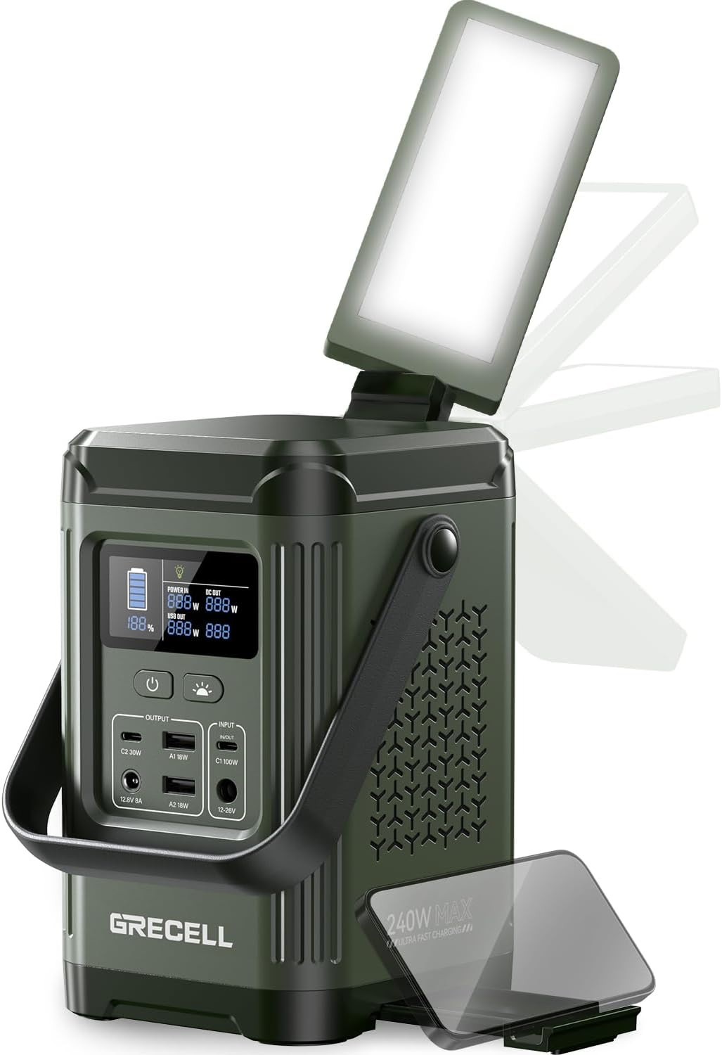 240W Portable Power Station 153.6WH Solar Generator,  Lifepo4 Battery Dual Way 1