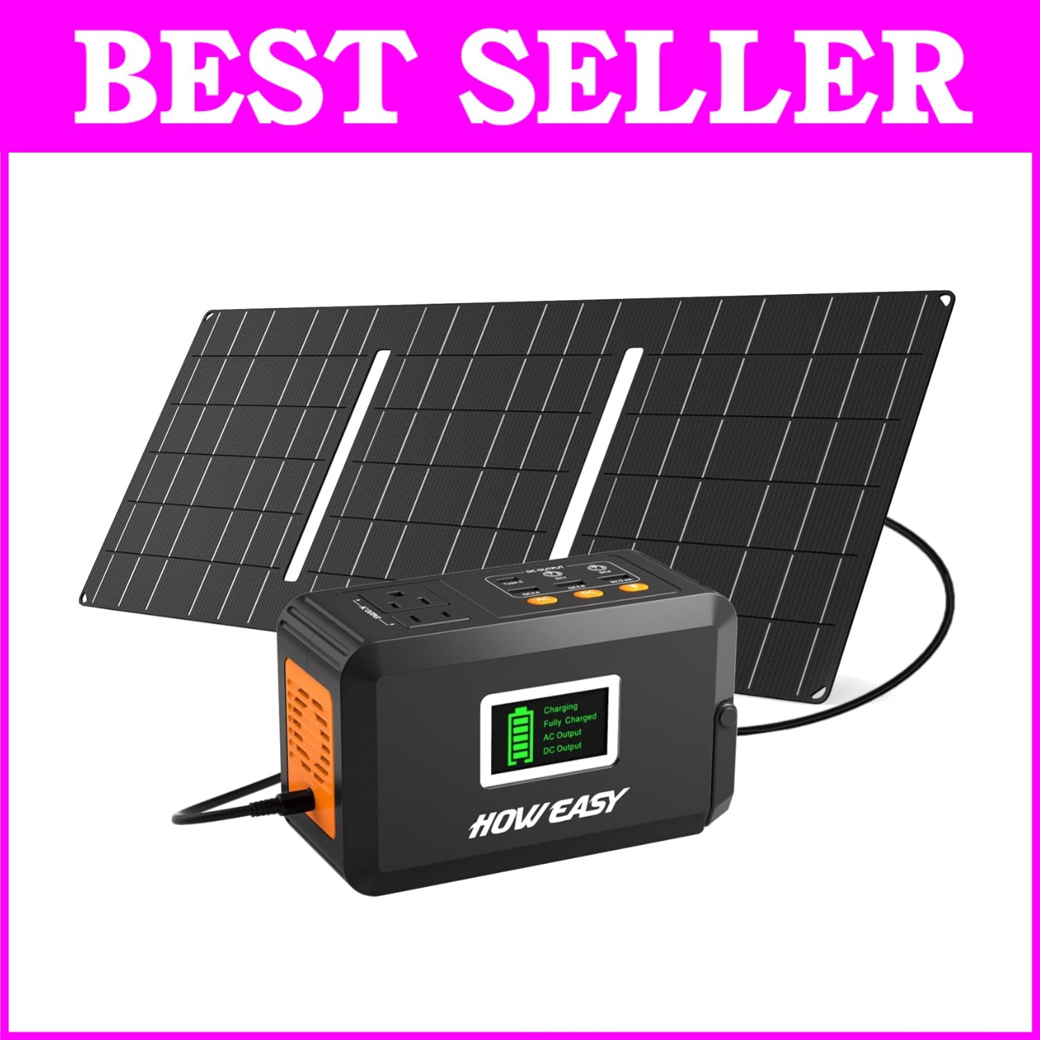 30W Solar-Powered 88.8Wh Generator, 120W Output for Camping & Outdoor Adventures