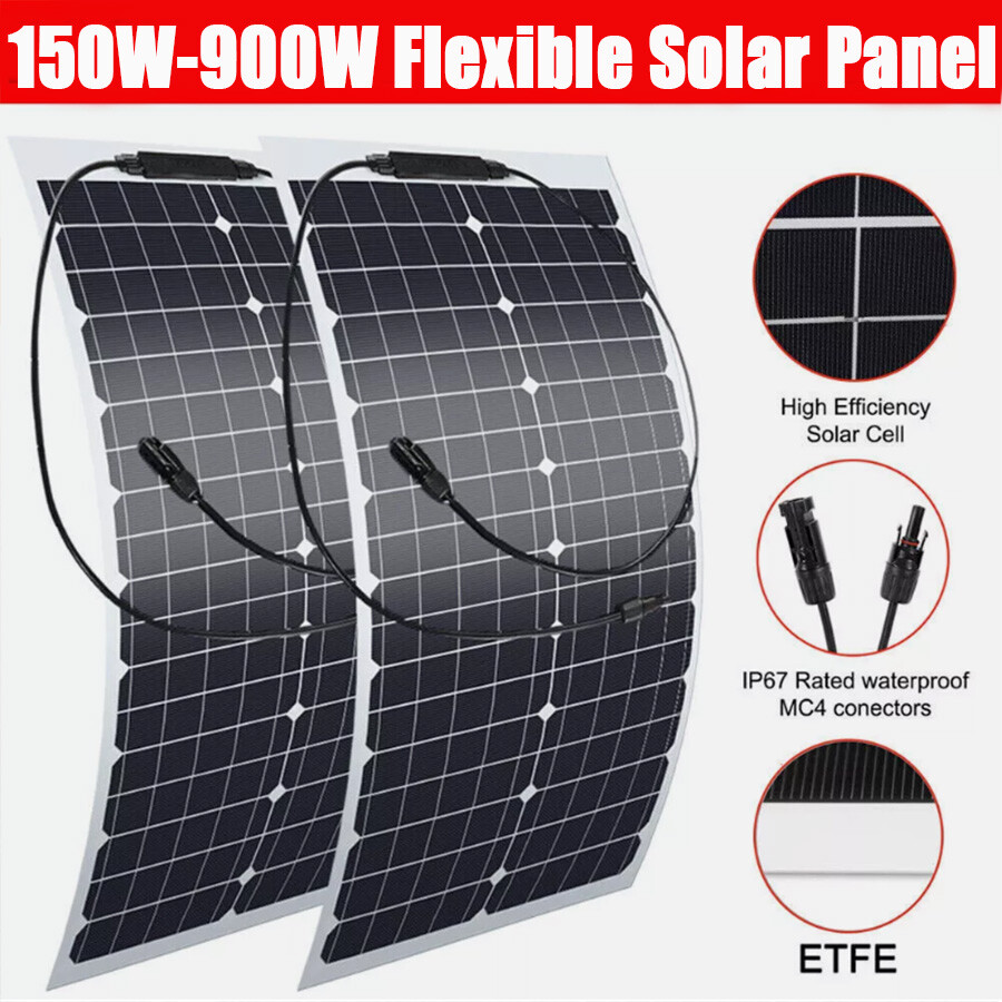 150-900W Mono Solar Panel 12V Charging Off-Grid Battery Power RV Home Boat Camp