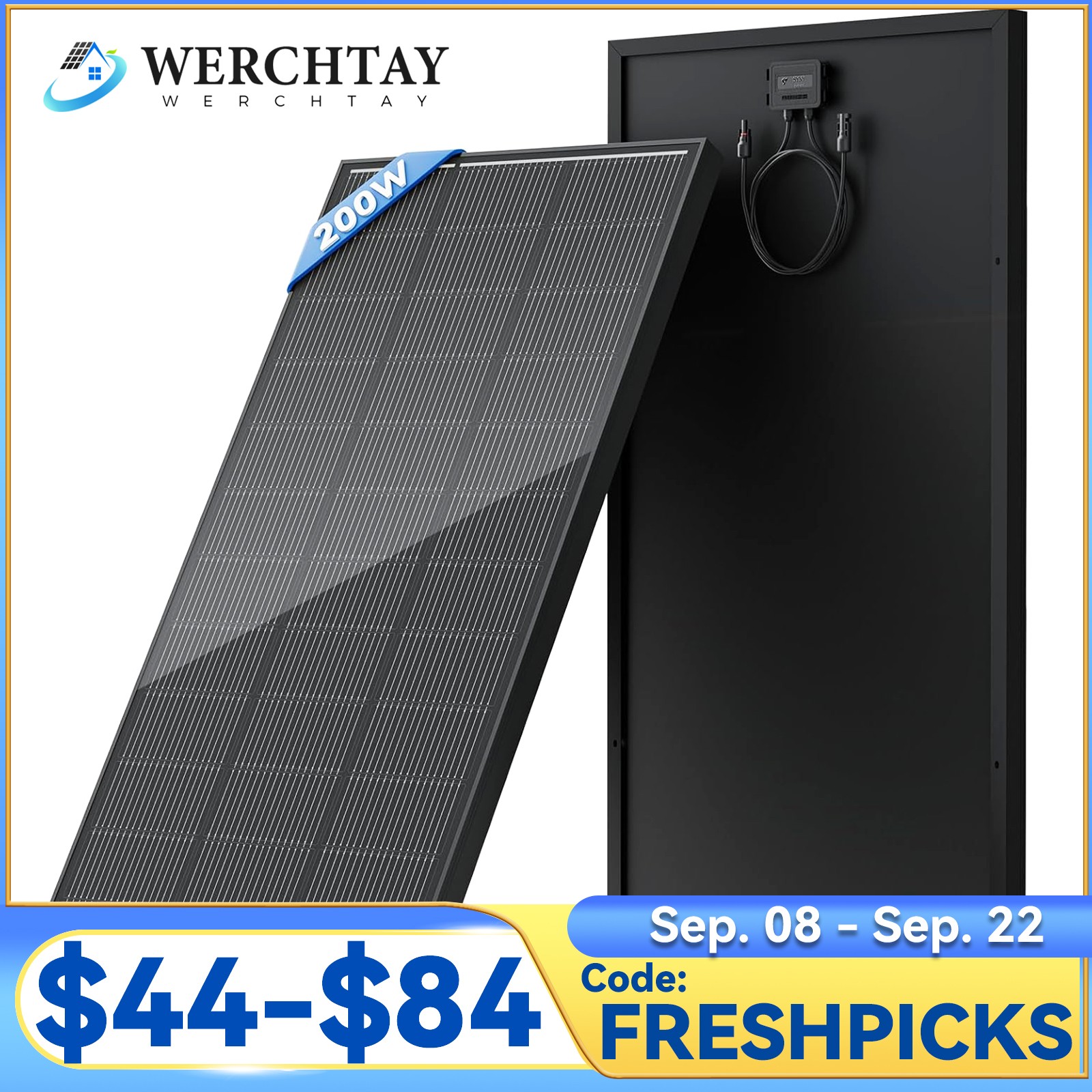 12V 100W 170W 200W Watt Monocrystalline Solar Panel for RV Home Boat Off Grid