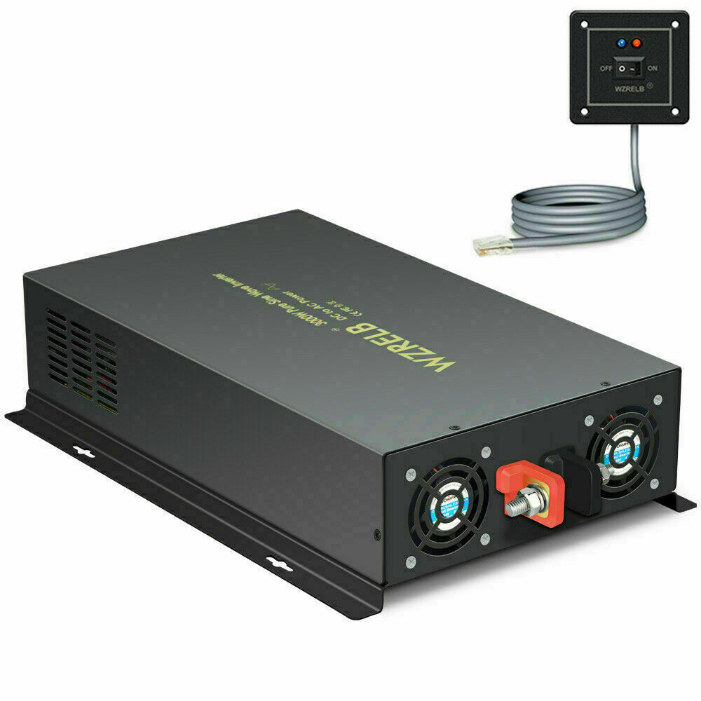 3000W Pure Sine Wave Inverter 60V to 120V 220 Solar System Power Remote Switch