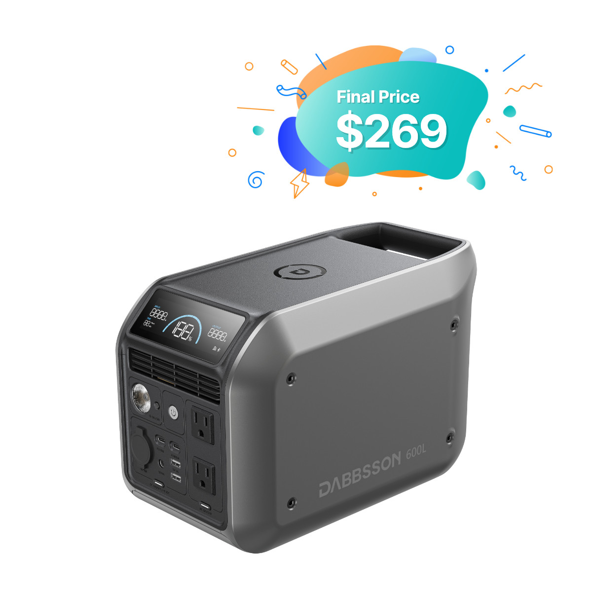 768Wh 600W Portable Power Station Solar Generator Easy to Carry for Camping/Tirp