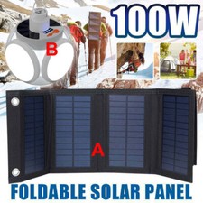 80W Folding Solar Panel Kit Power Bank Phone Charger/Camping Solar Bulb Outdoor